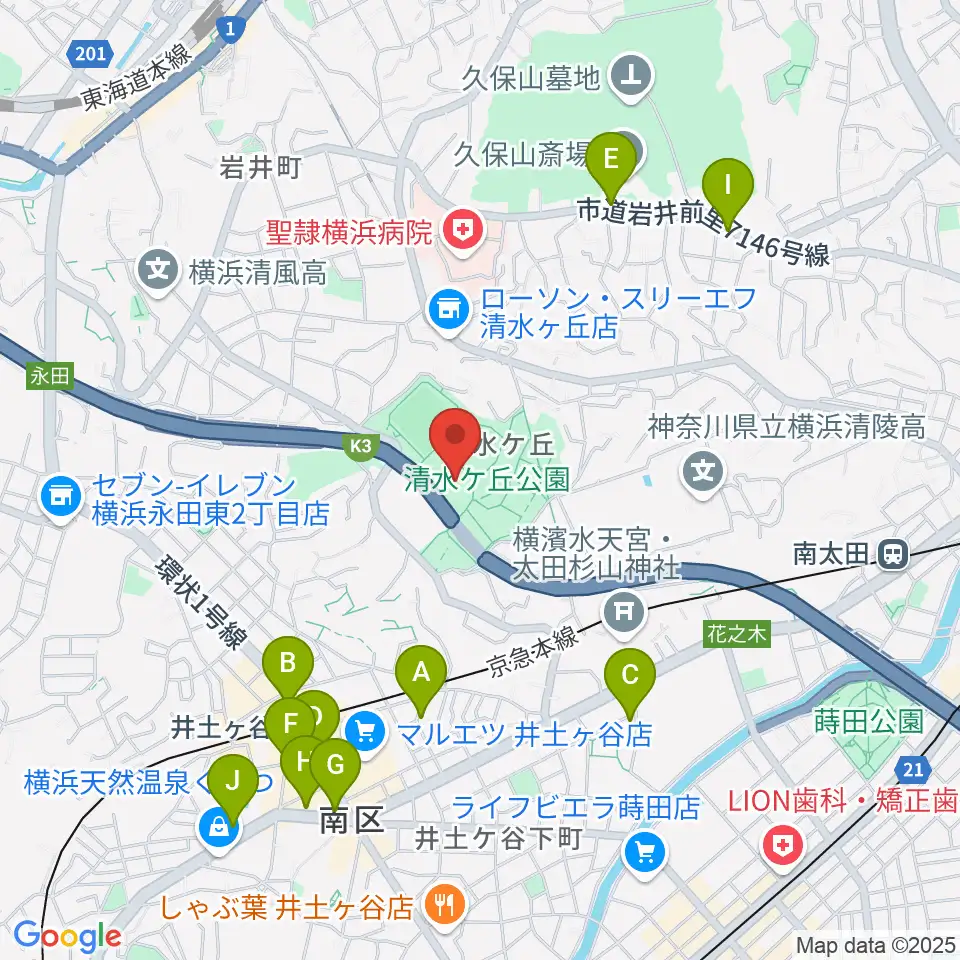 清水ケ丘公園プール周辺のカフェ一覧地図