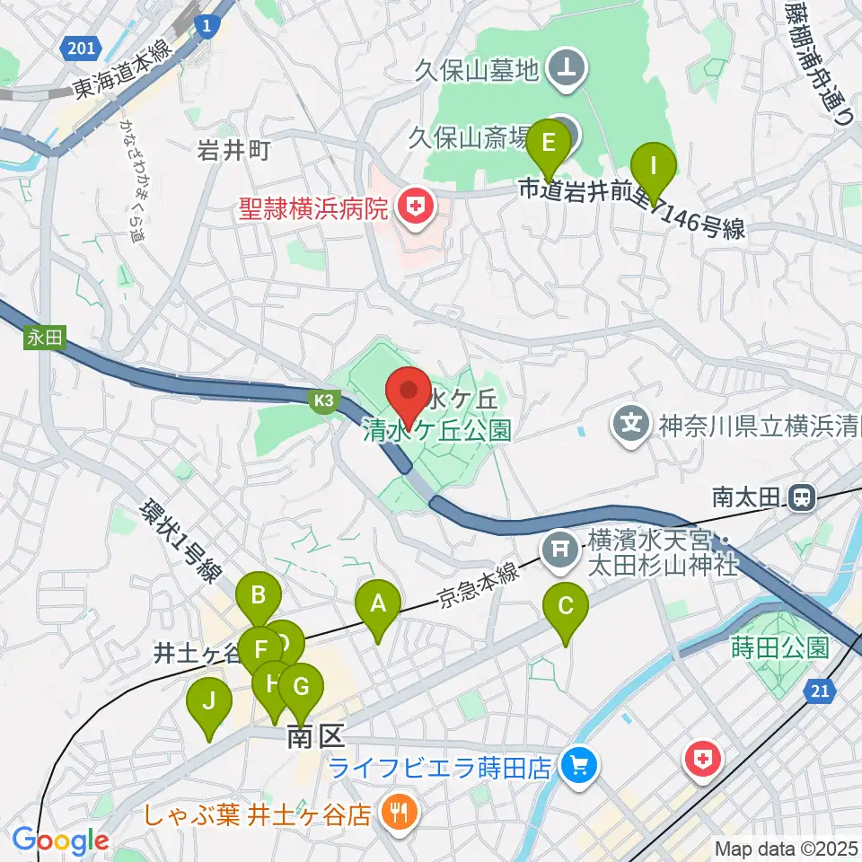 清水ケ丘公園プール周辺のカフェ一覧地図