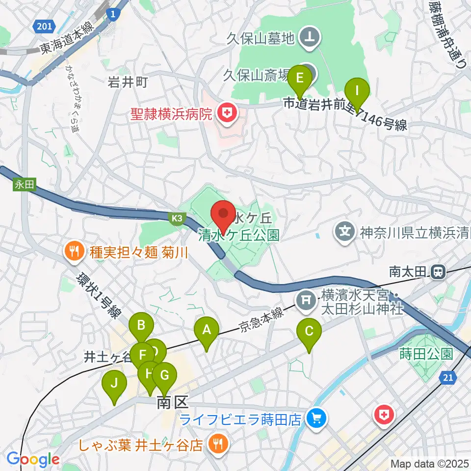 清水ケ丘公園プール周辺のカフェ一覧地図