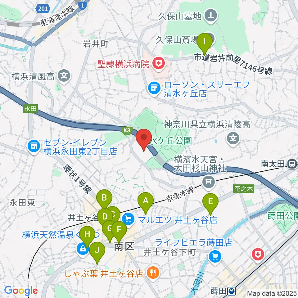 清水ケ丘公園多目的広場周辺のカフェ一覧地図
