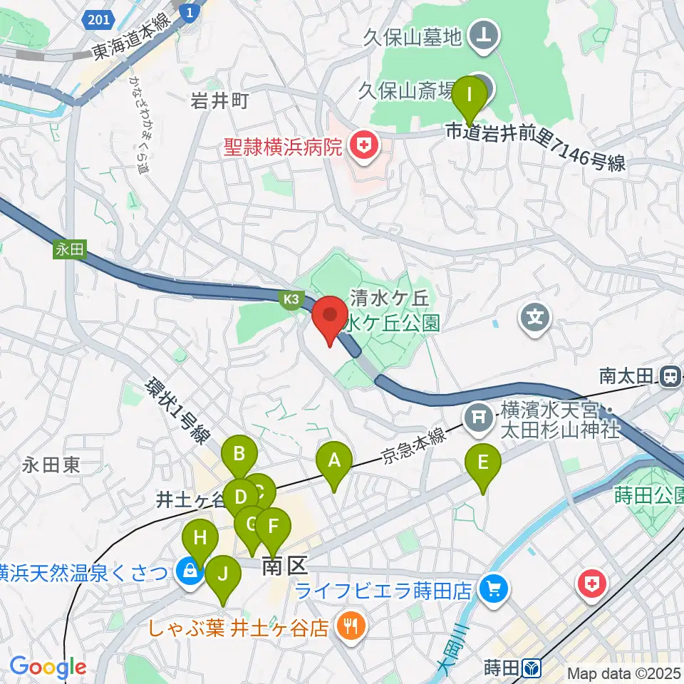 清水ケ丘公園多目的広場周辺のカフェ一覧地図