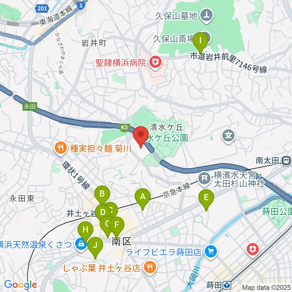 清水ケ丘公園多目的広場周辺のカフェ一覧地図