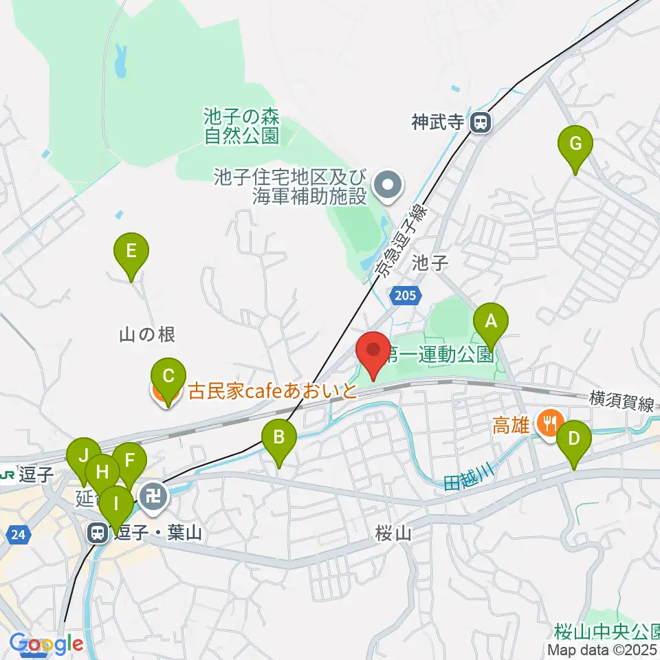 逗子アリーナ周辺のカフェ一覧地図