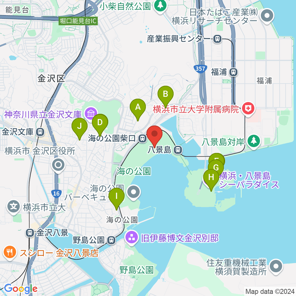 海の公園ビーチバレー場周辺のカフェ一覧地図