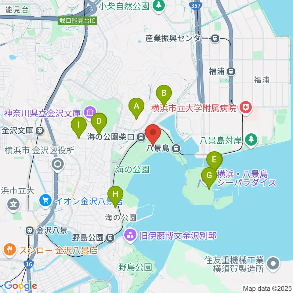 海の公園ビーチバレー場周辺のカフェ一覧地図