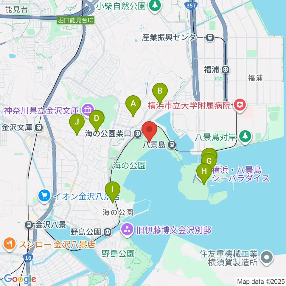 海の公園ビーチバレー場周辺のカフェ一覧地図