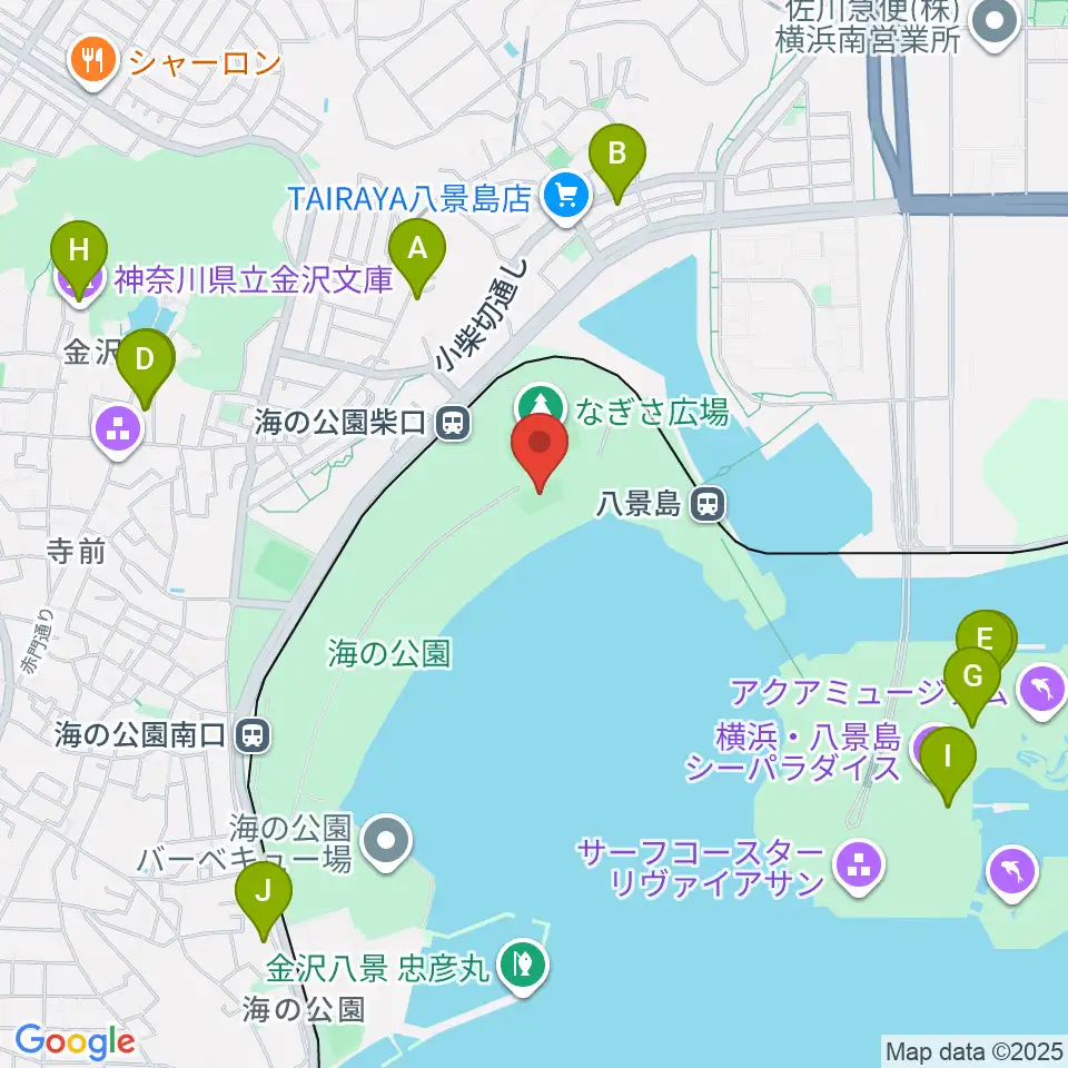 海の公園ビーチバレー場周辺のカフェ一覧地図