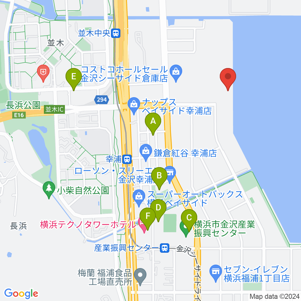 横浜市金沢プール周辺のカフェ一覧地図