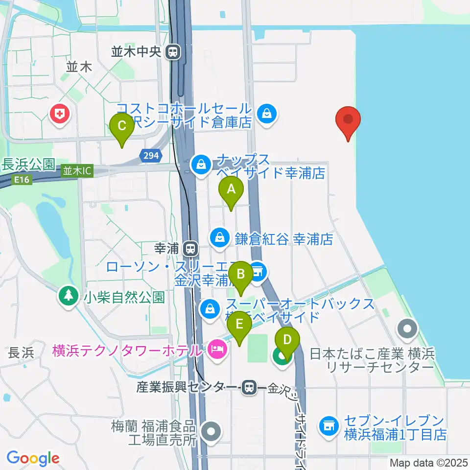 横浜市金沢プール周辺のカフェ一覧地図