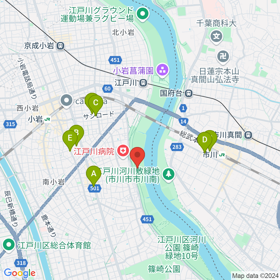 東小岩少年野球場周辺のカフェ一覧地図