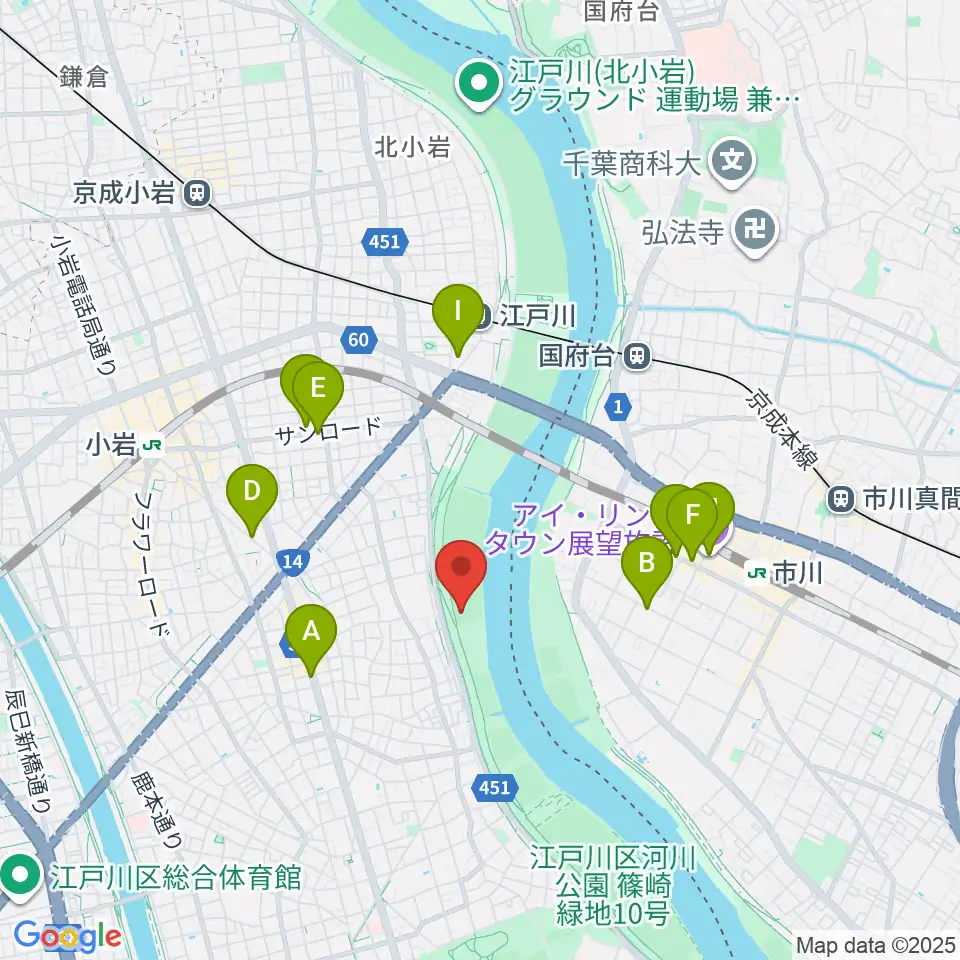 東小岩少年野球場周辺のカフェ一覧地図