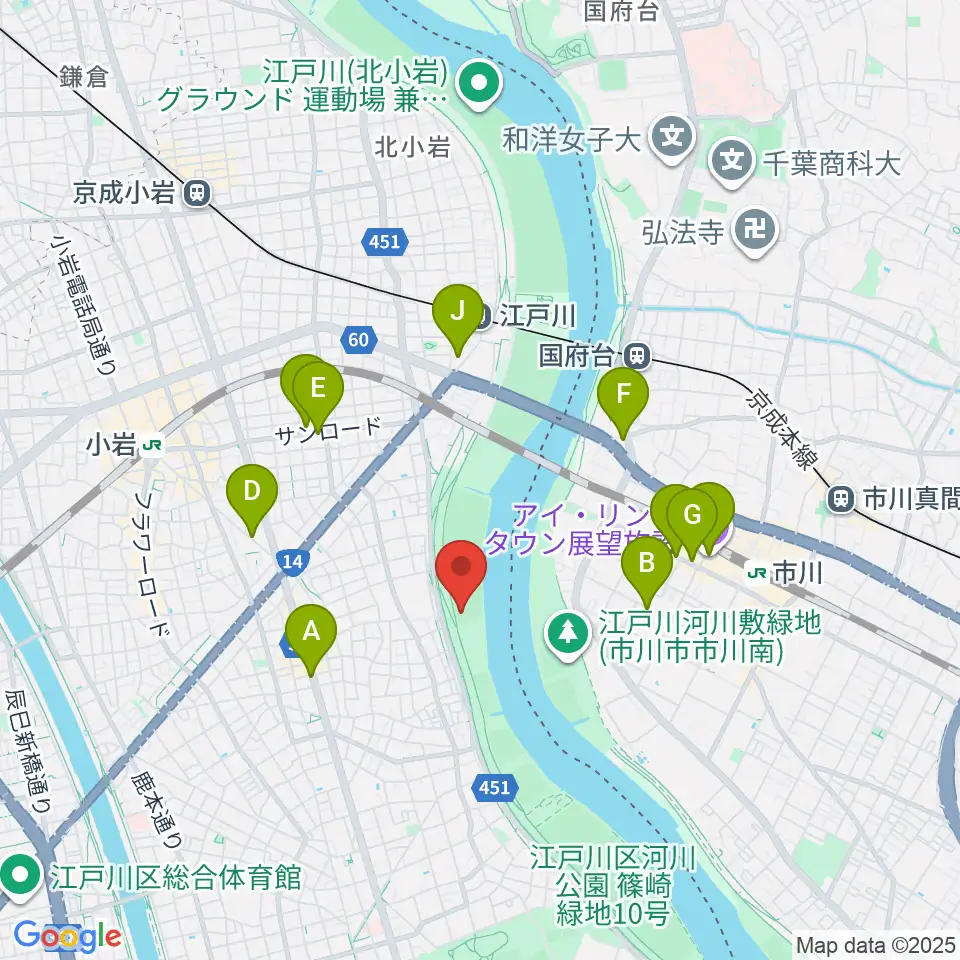 東小岩少年野球場周辺のカフェ一覧地図