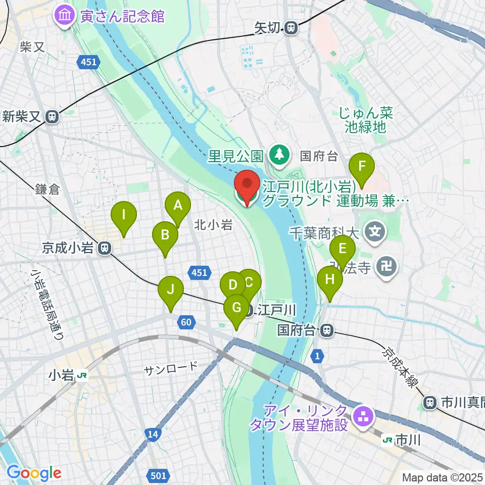 江戸川運動場兼ラグビー場周辺のカフェ一覧地図