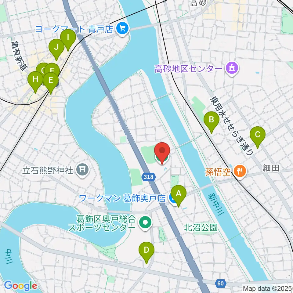 奥戸総合スポーツセンター温水プール館周辺のカフェ一覧地図