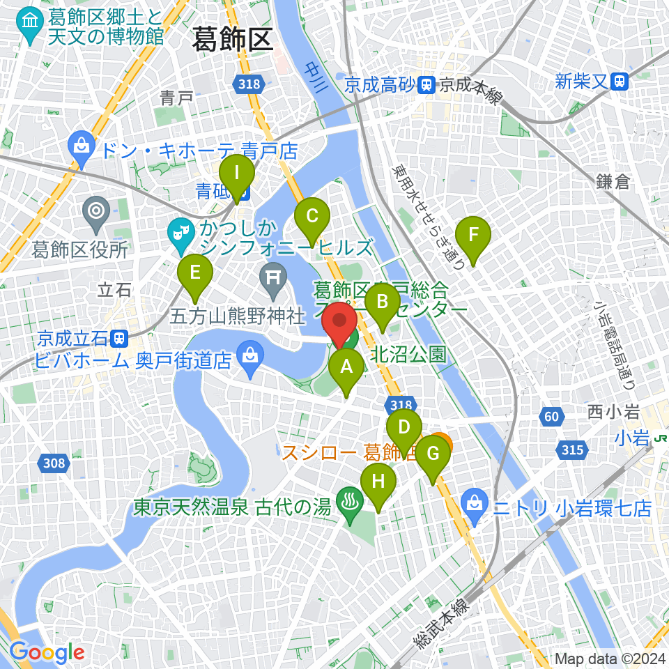 奥戸総合スポーツセンター体育館周辺のカフェ一覧地図