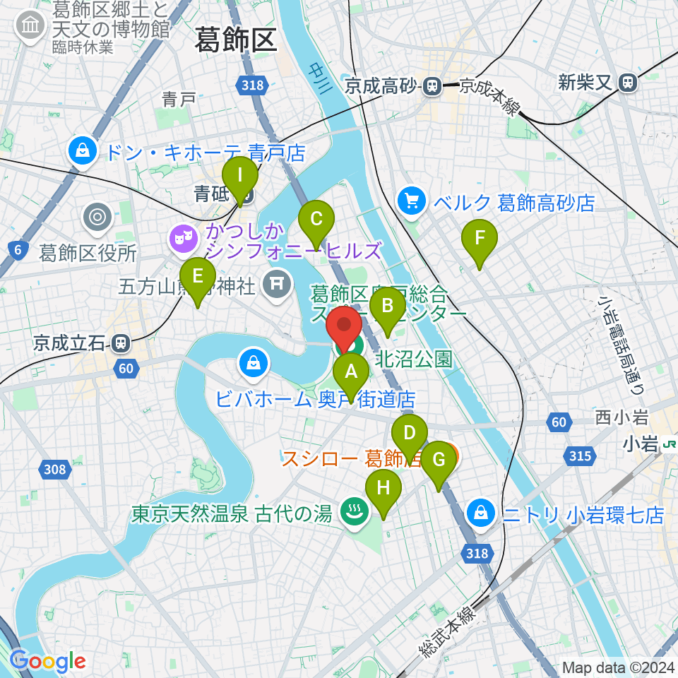 奥戸総合スポーツセンター体育館周辺のカフェ一覧地図