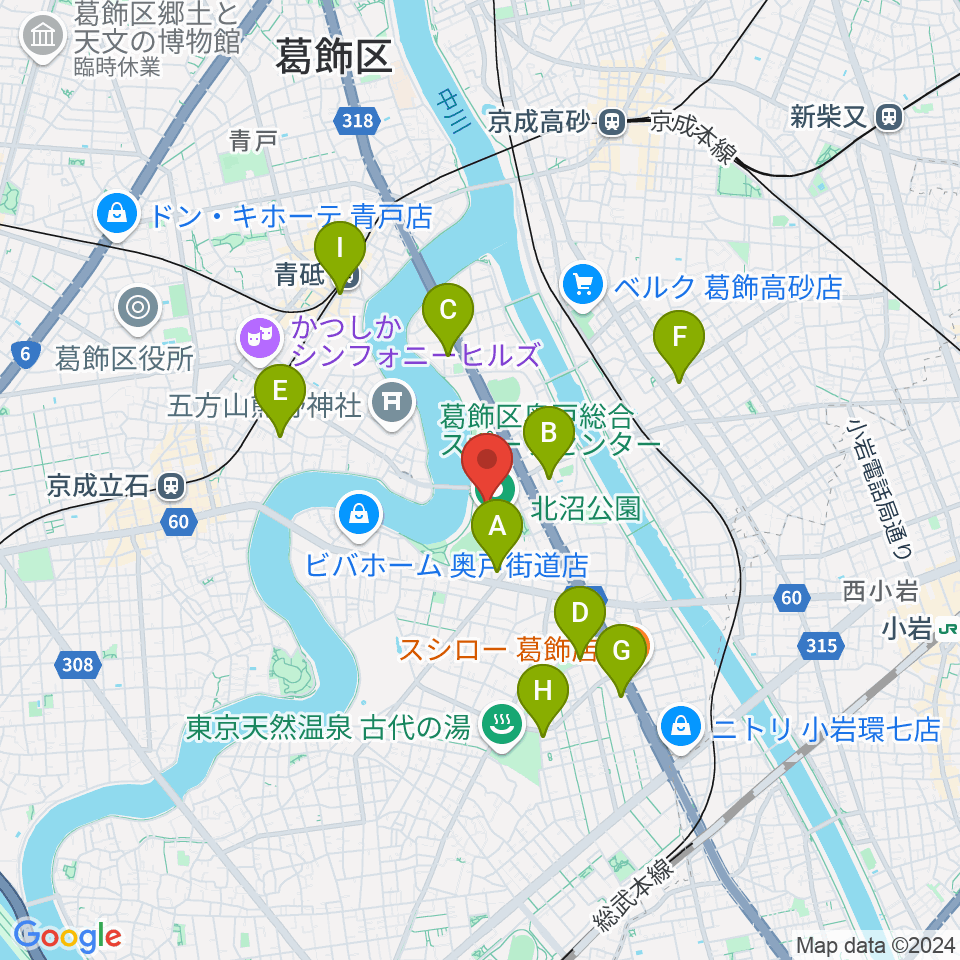 奥戸総合スポーツセンター体育館周辺のカフェ一覧地図