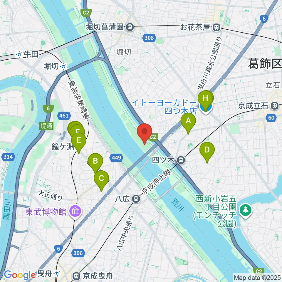 四つ木橋野球場周辺のカフェ一覧地図