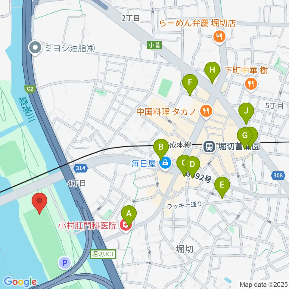 堀切橋少年野球場周辺のカフェ一覧地図