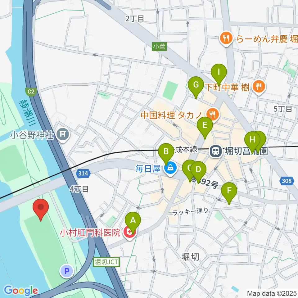 堀切橋少年野球場周辺のカフェ一覧地図