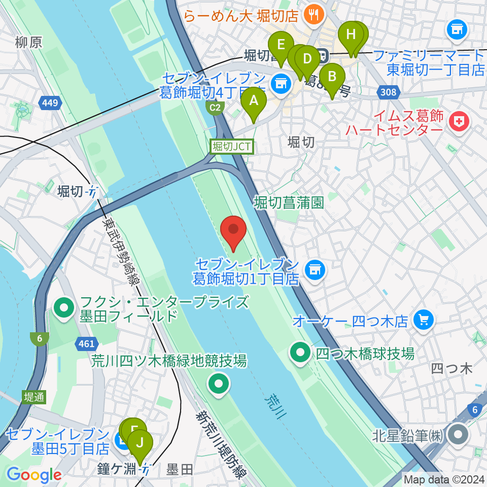 堀切橋少年ソフトボール場周辺のカフェ一覧地図