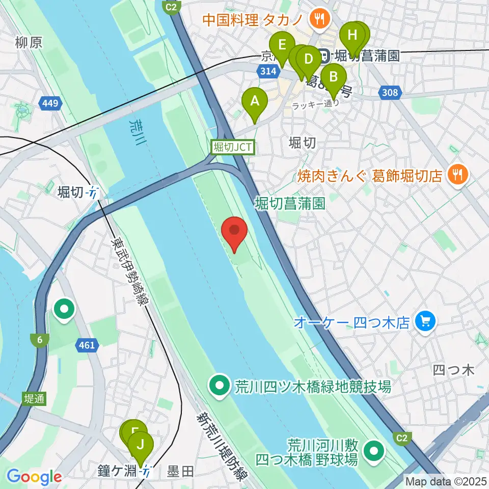 堀切橋少年ソフトボール場周辺のカフェ一覧地図