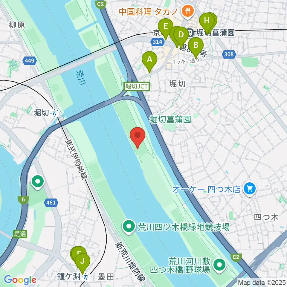 堀切橋少年ソフトボール場周辺のカフェ一覧地図