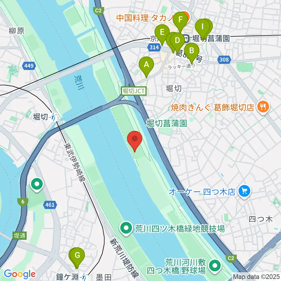 堀切橋少年ソフトボール場周辺のカフェ一覧地図