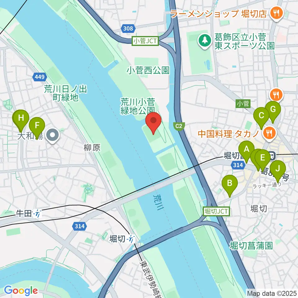 堀切橋少年硬式野球場周辺のカフェ一覧地図
