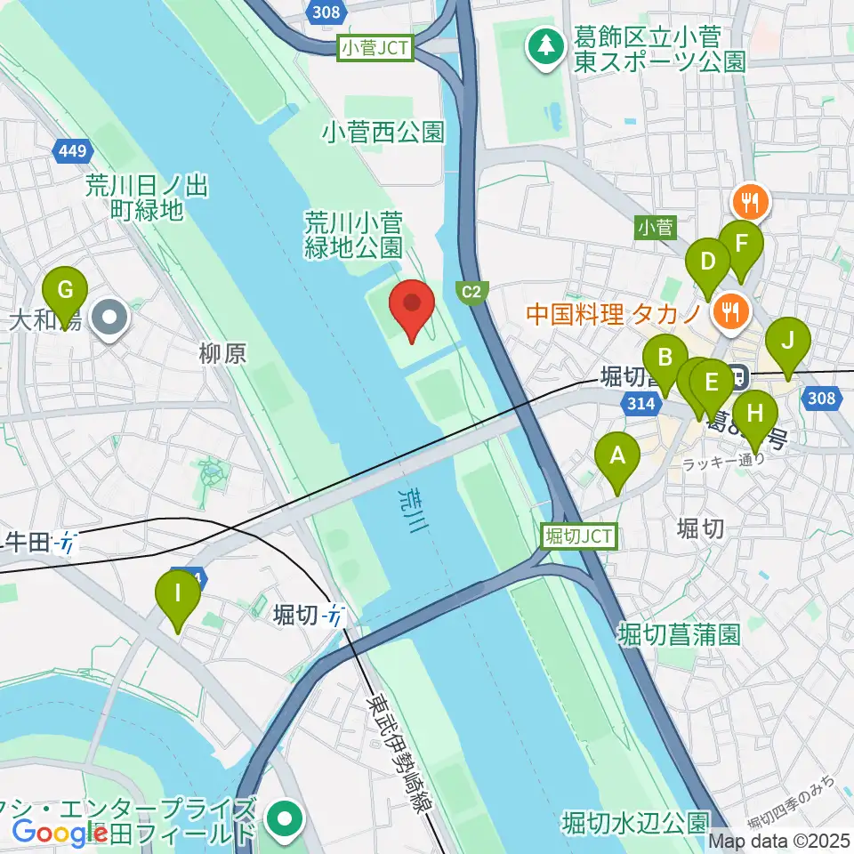堀切橋フットサル場周辺のカフェ一覧地図