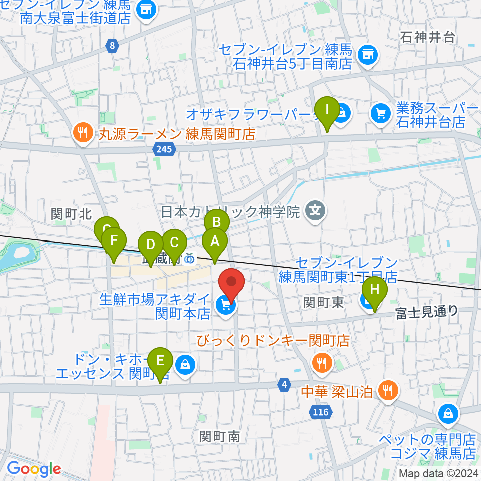 サウンドショット武蔵関店周辺のカフェ一覧地図