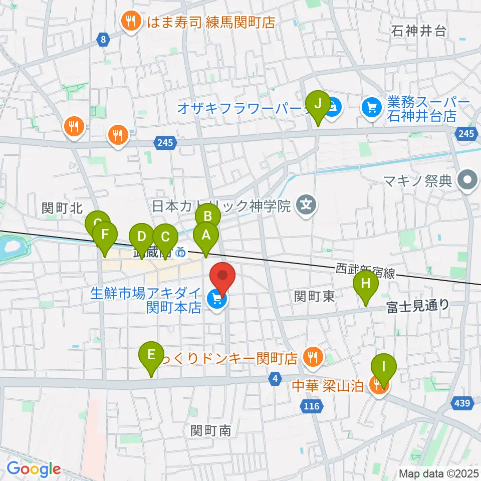 サウンドショット武蔵関店周辺のカフェ一覧地図