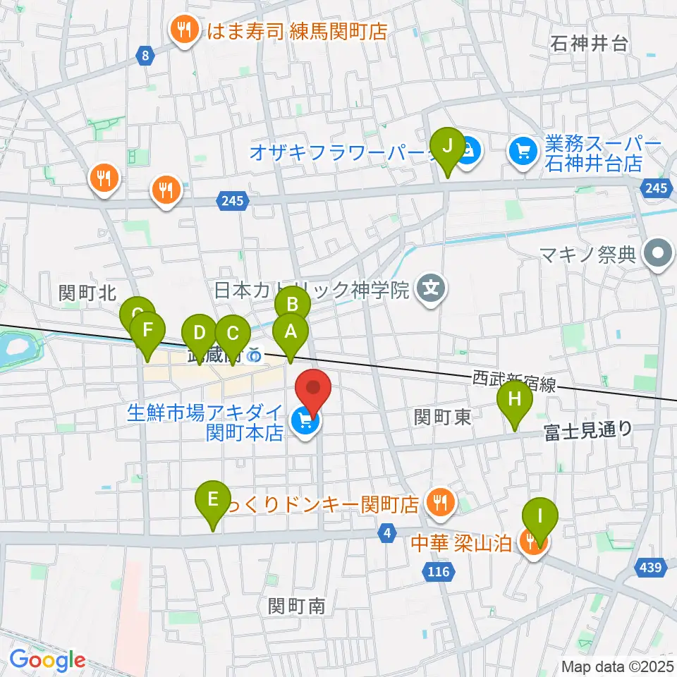 サウンドショット武蔵関店周辺のカフェ一覧地図