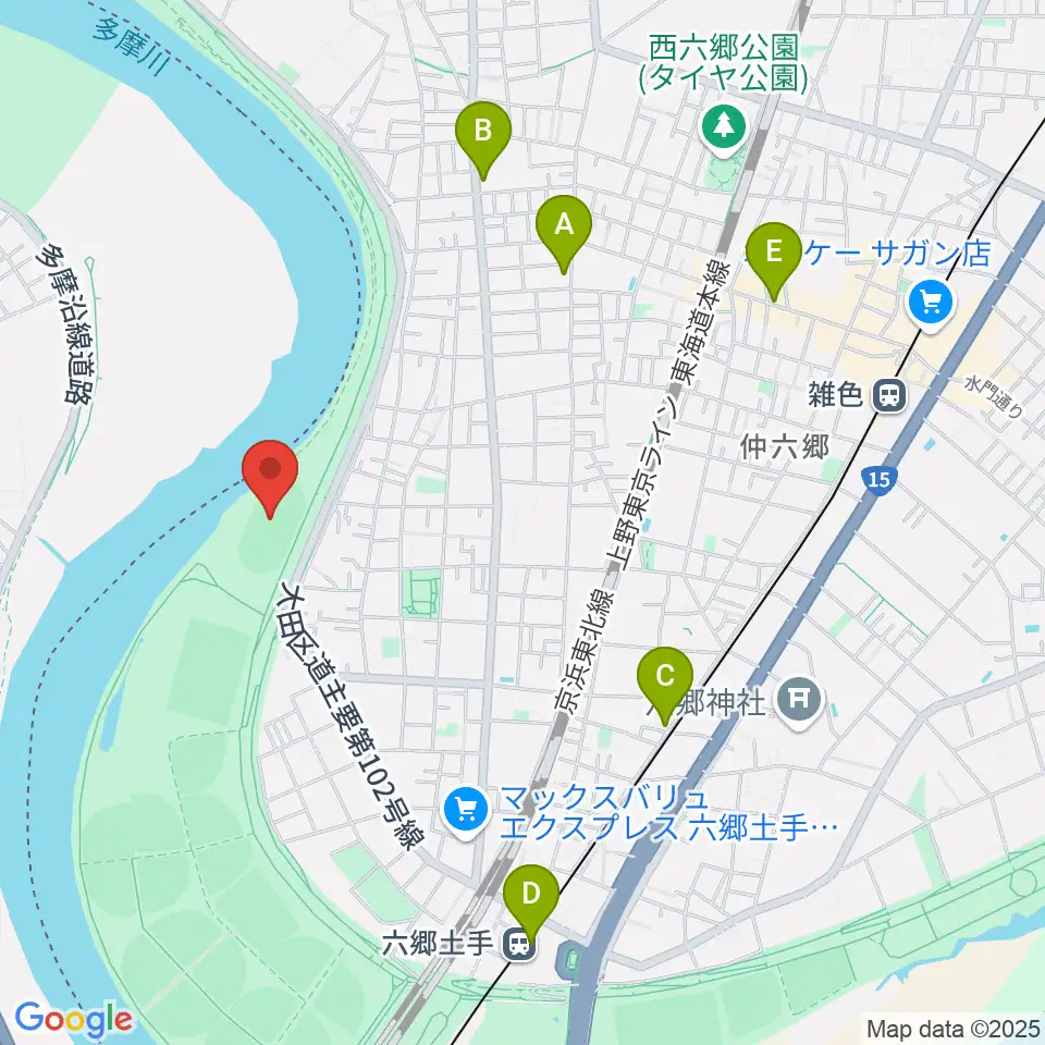 大田区区民広場周辺のカフェ一覧地図