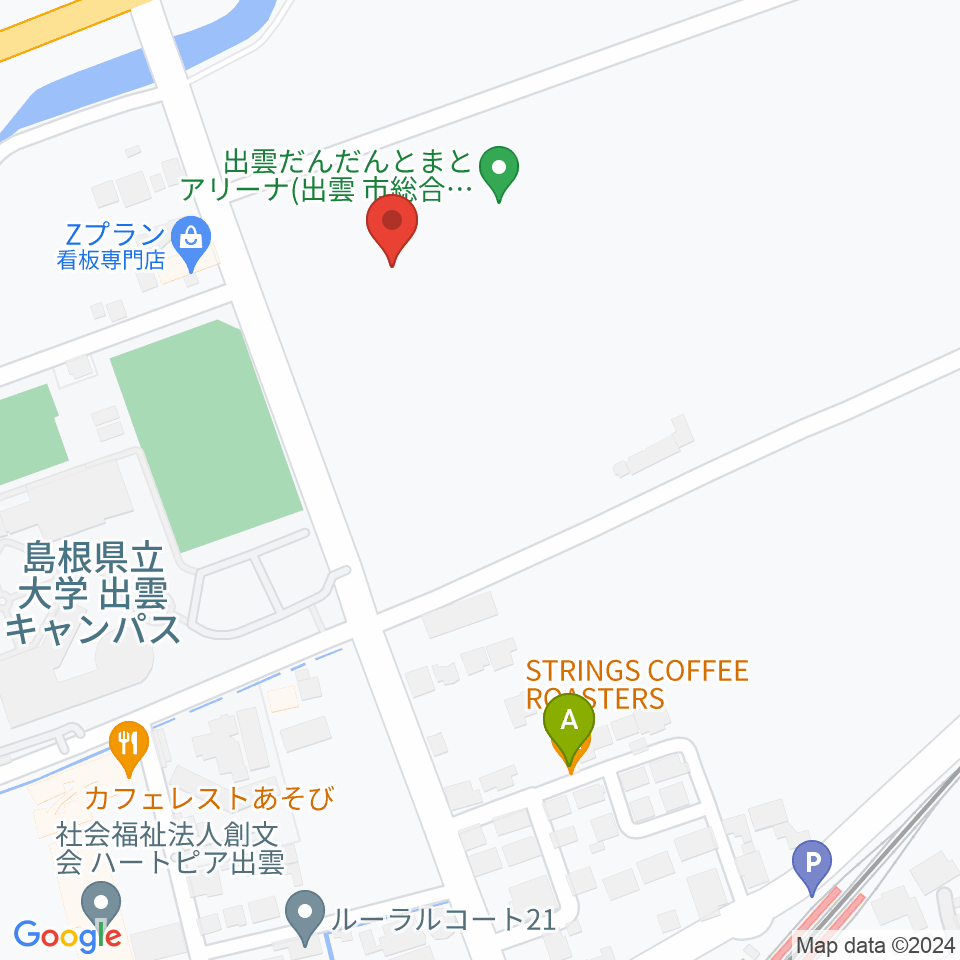 出雲だんだんとまとアリーナ周辺のカフェ一覧地図