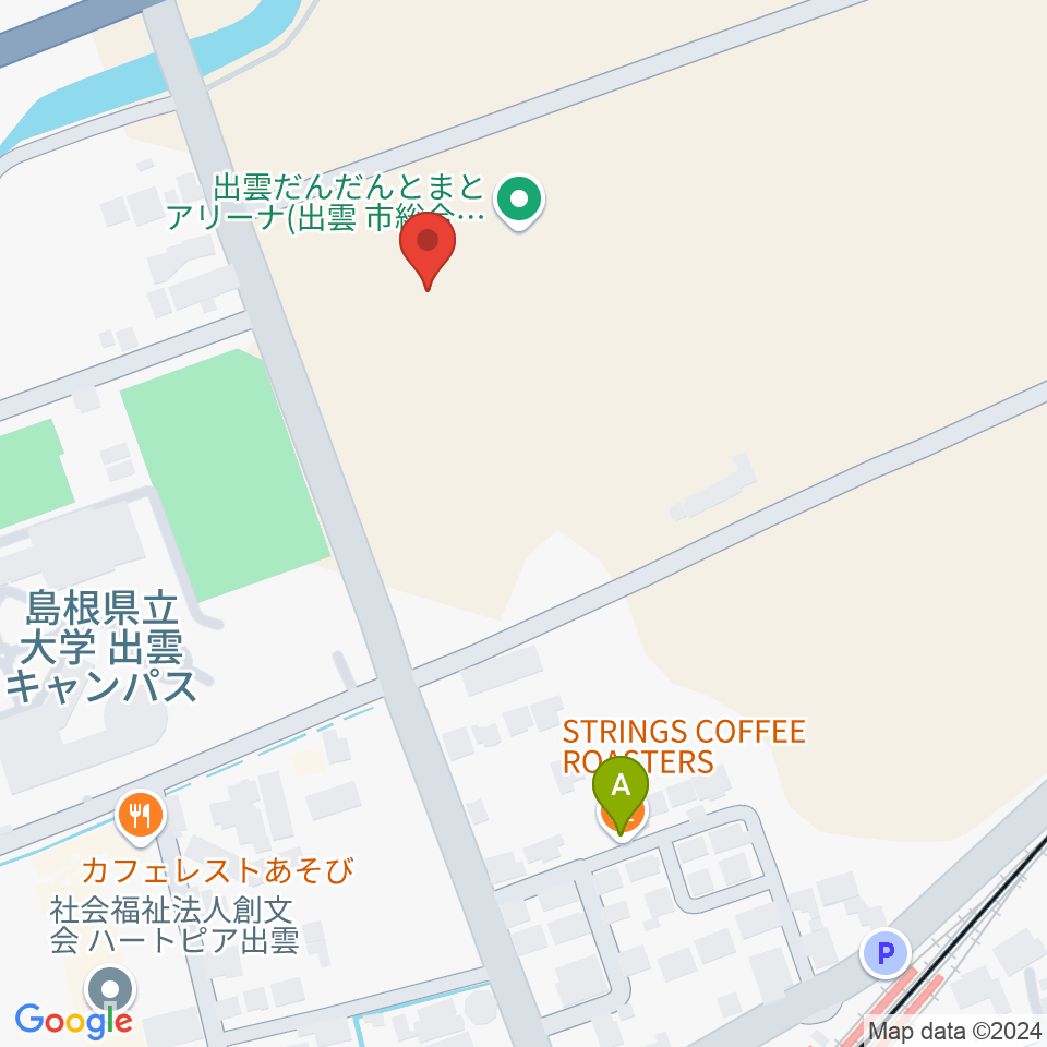 出雲だんだんとまとアリーナ周辺のカフェ一覧地図