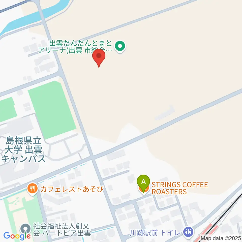 出雲だんだんとまとアリーナ周辺のカフェ一覧地図