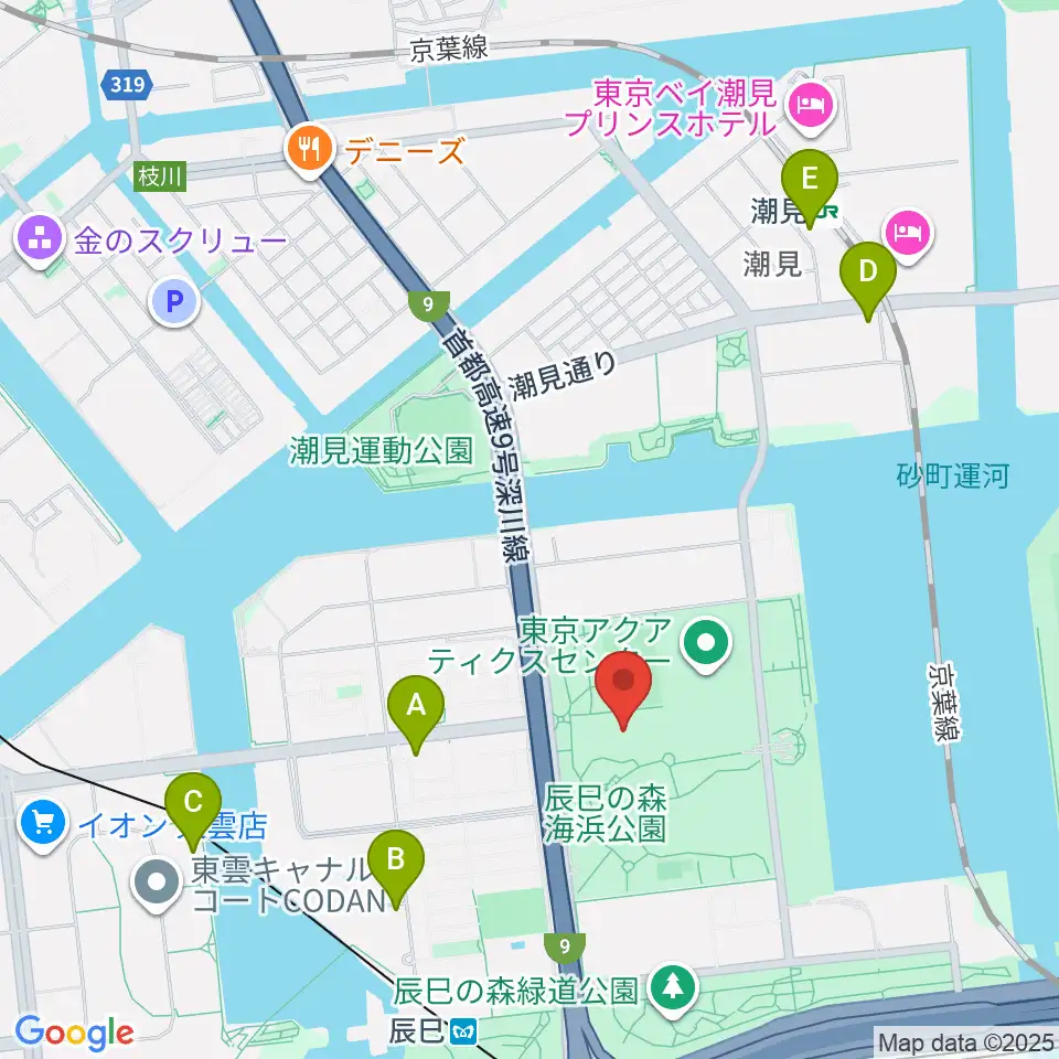 辰巳の森海浜公園少年広場周辺のカフェ一覧地図