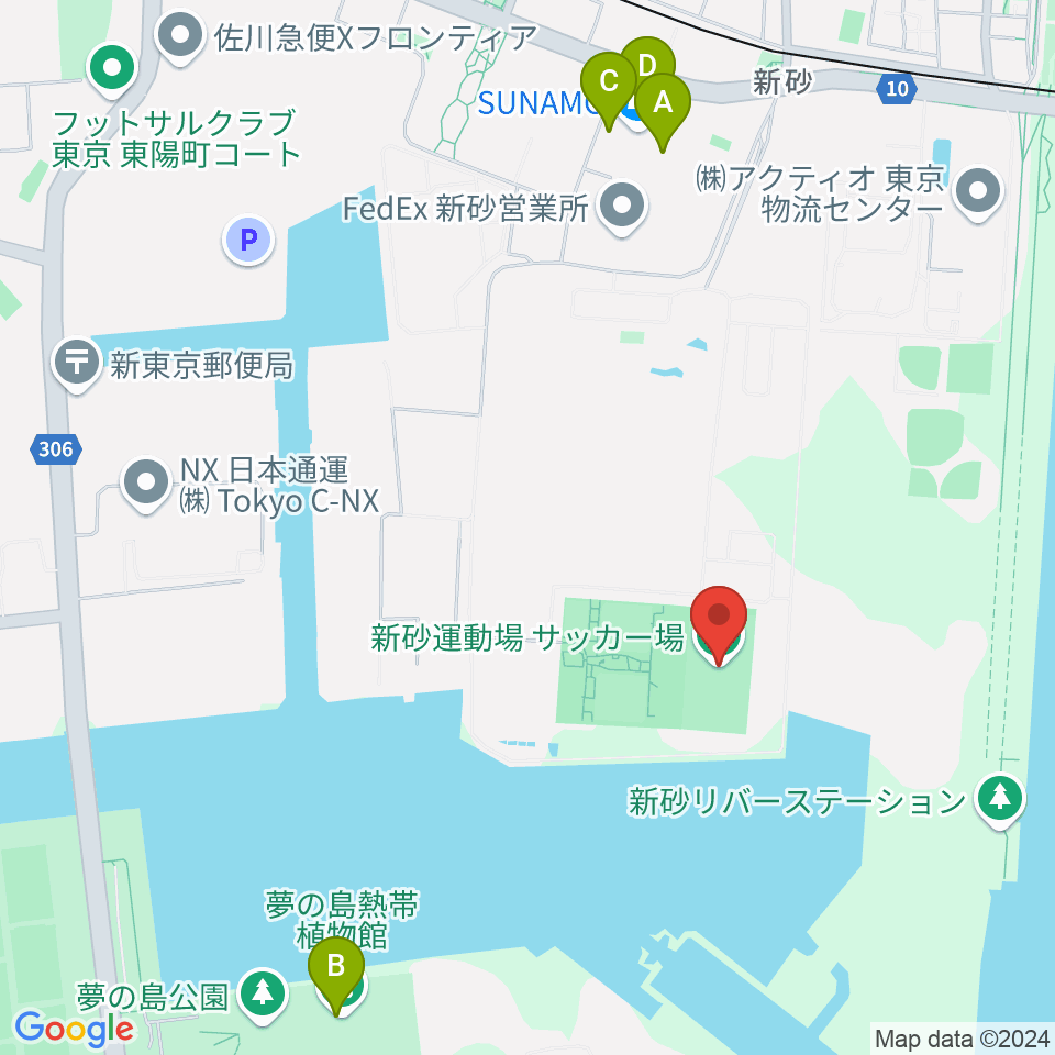 新砂運動場サッカー場周辺のカフェ一覧地図