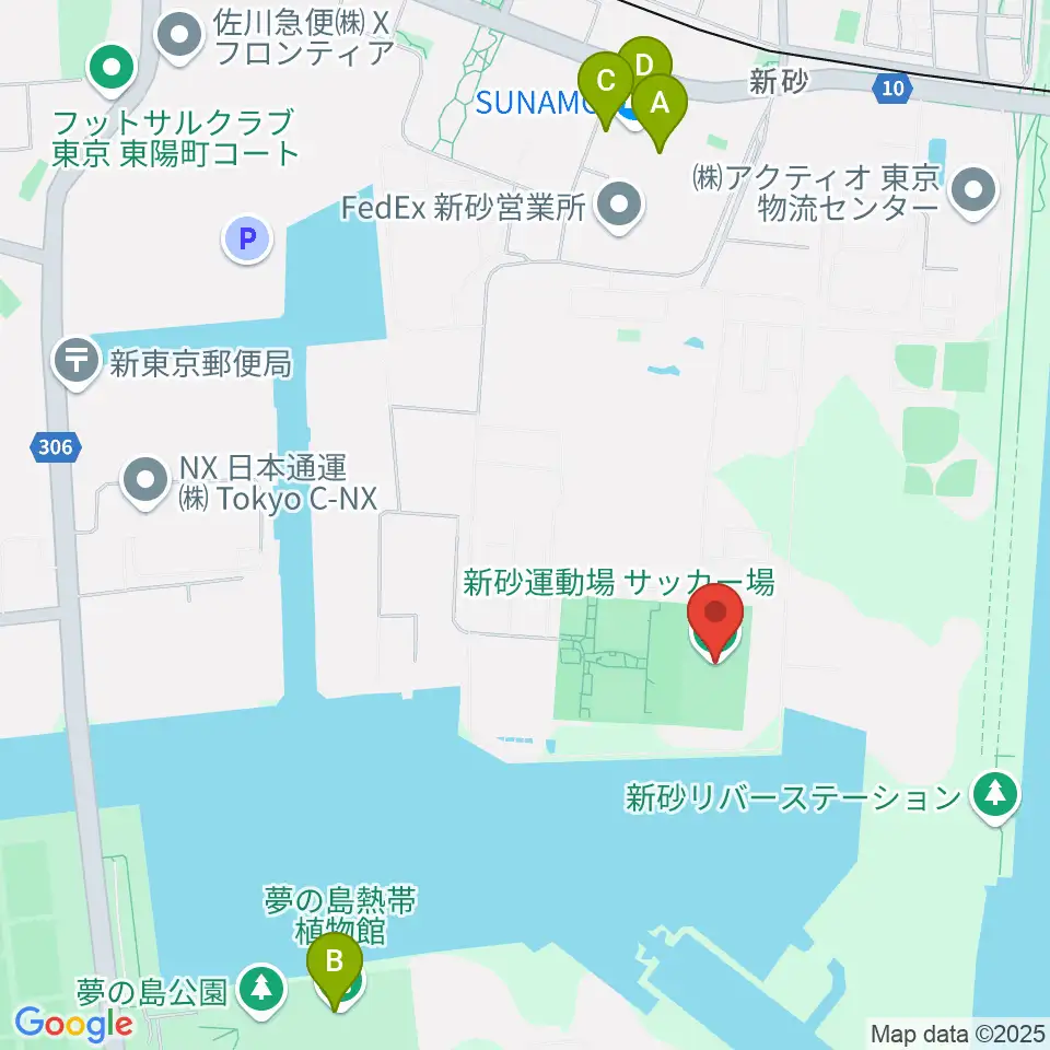 新砂運動場サッカー場周辺のカフェ一覧地図