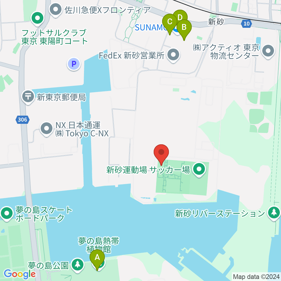 新砂運動場多目的運動場周辺のカフェ一覧地図