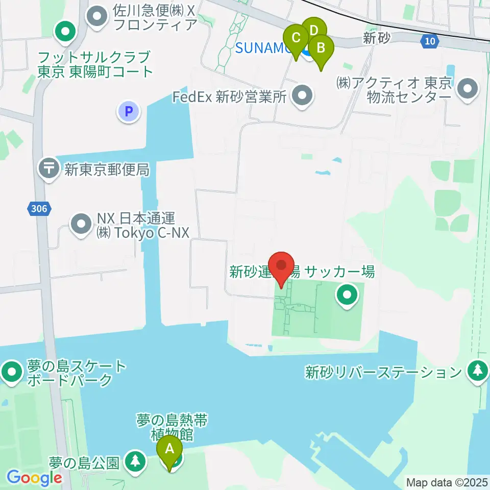 新砂運動場多目的運動場周辺のカフェ一覧地図