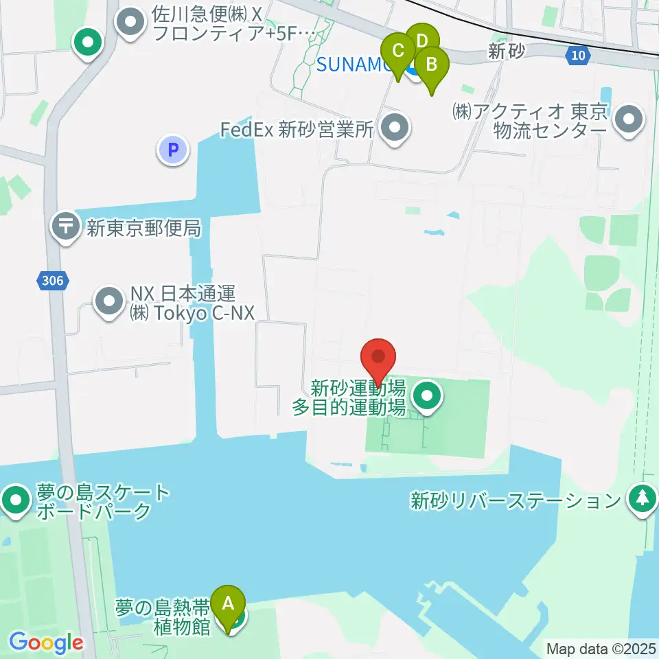 新砂運動場多目的運動場周辺のカフェ一覧地図