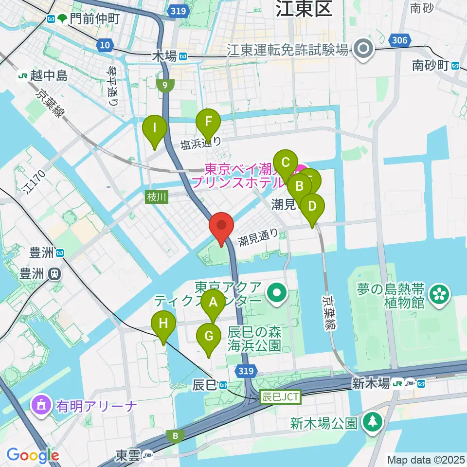 潮見野球場周辺のカフェ一覧地図