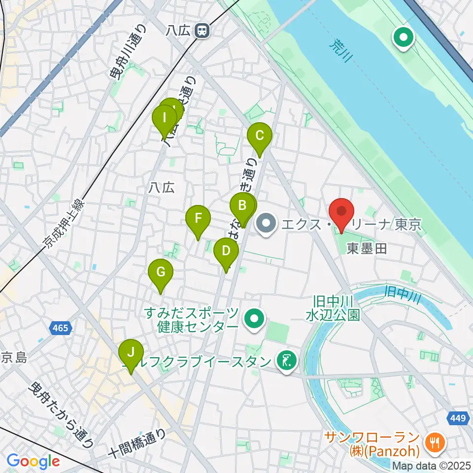 東墨田公園少年野球場周辺のカフェ一覧地図