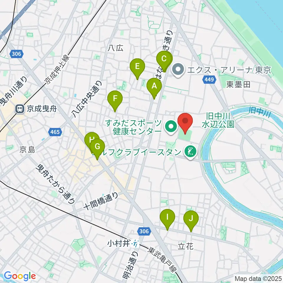 東墨田ソフトボール場周辺のカフェ一覧地図