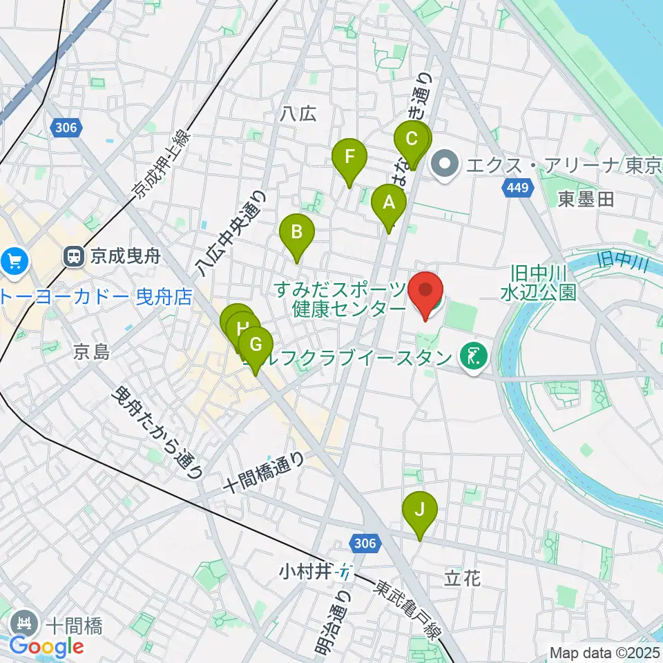 すみだスポーツ健康センター周辺のカフェ一覧地図