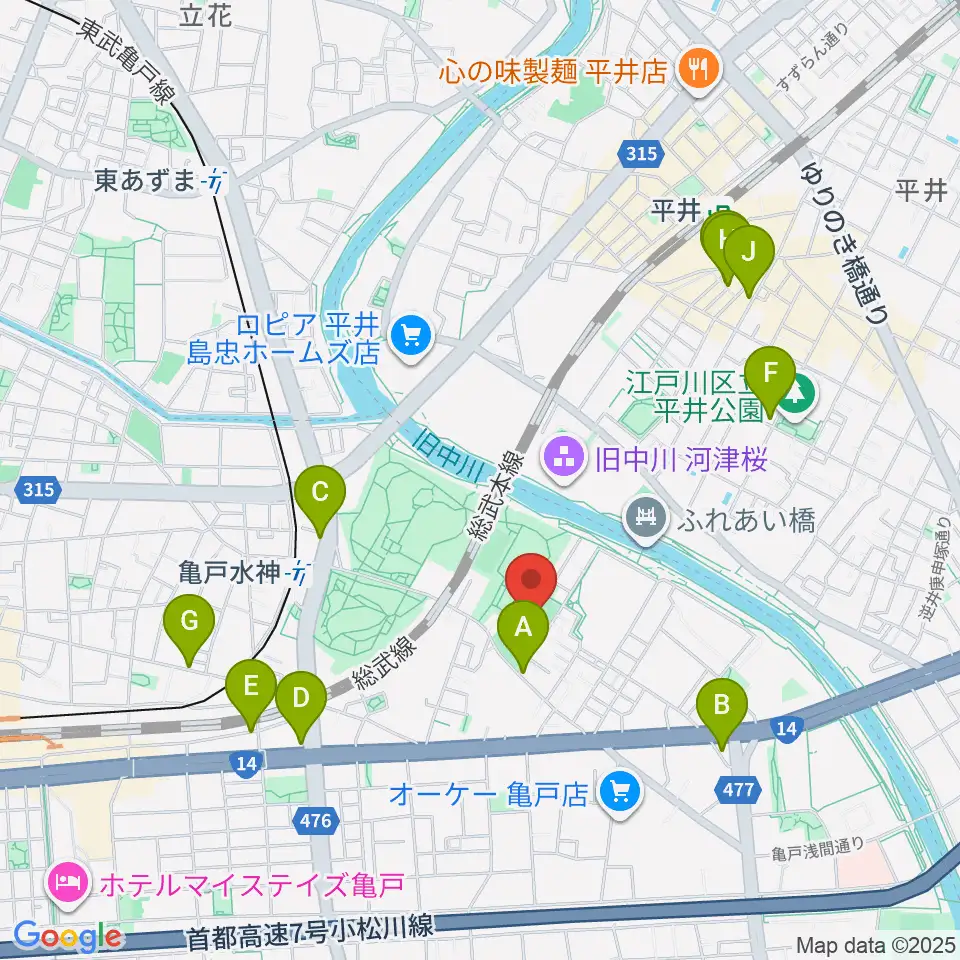 亀戸運動公園少年野球場周辺のカフェ一覧地図