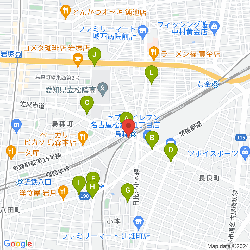 スタジオベティックス烏森駅前店周辺のカフェ一覧地図