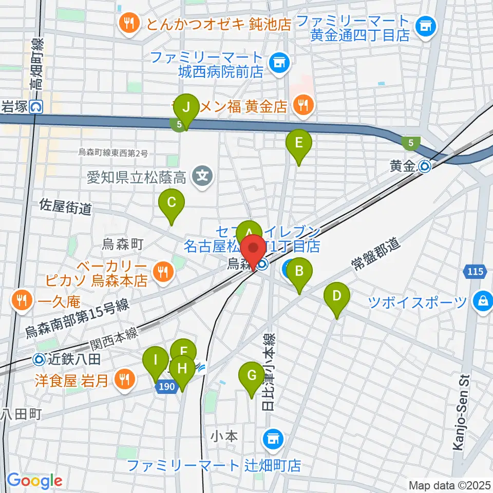 スタジオベティックス烏森駅前店周辺のカフェ一覧地図